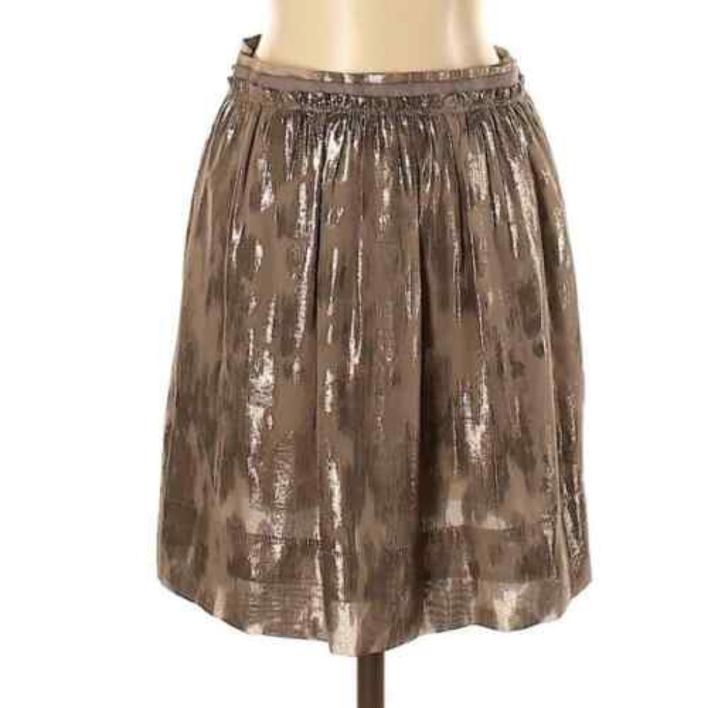Club Monaco Carolyn Taupe Metalic Silk Skirt